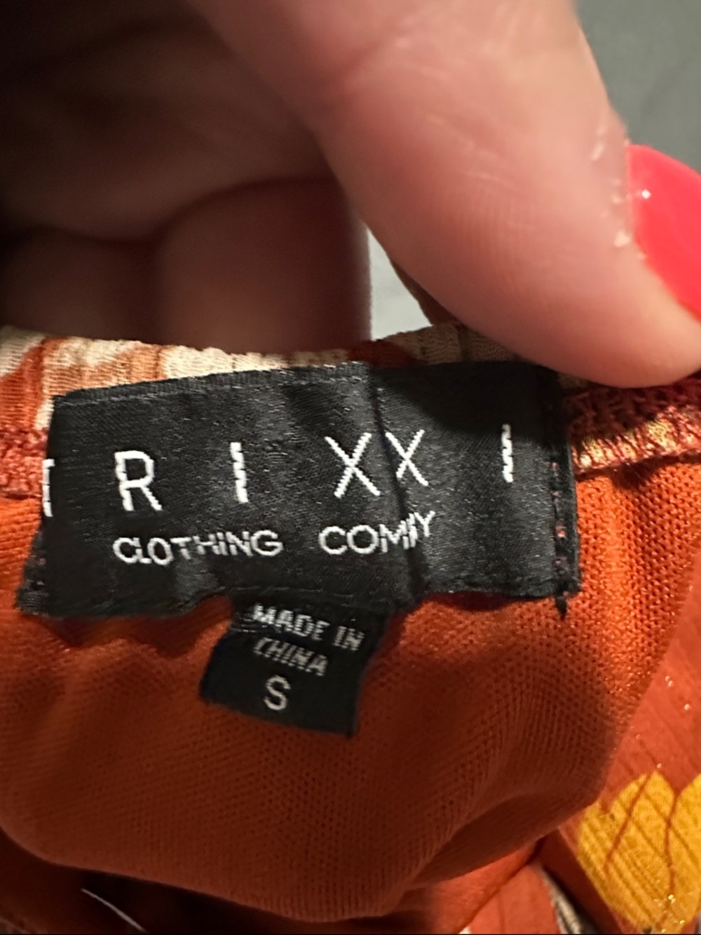 Trixxi Rust Floral Mini Dress with White & Yellow Blooms - Picture 2 of 3
